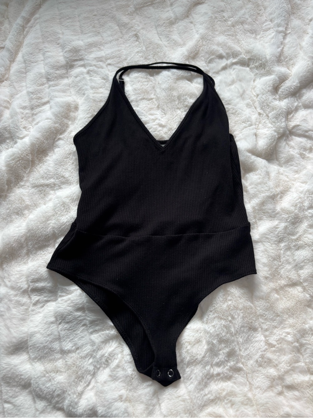 Forever 21 Black Ribbed Halter Bodysuit